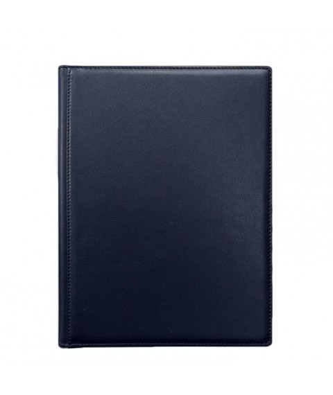 Leather document folder for signature, dark blue