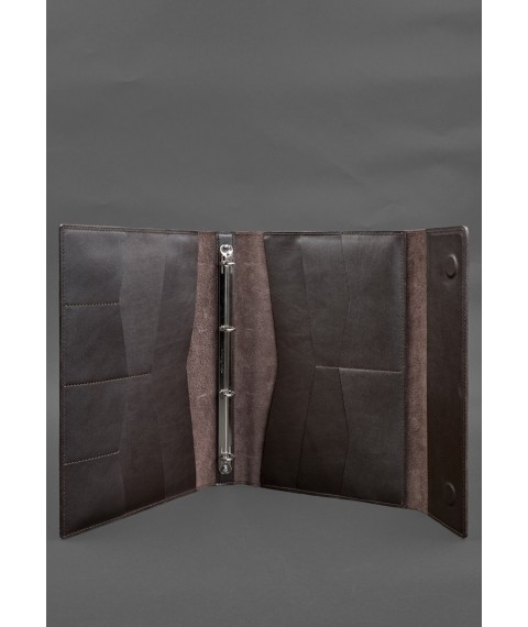 Leather document folder "Family" A4 on a segregator with files, dark brown