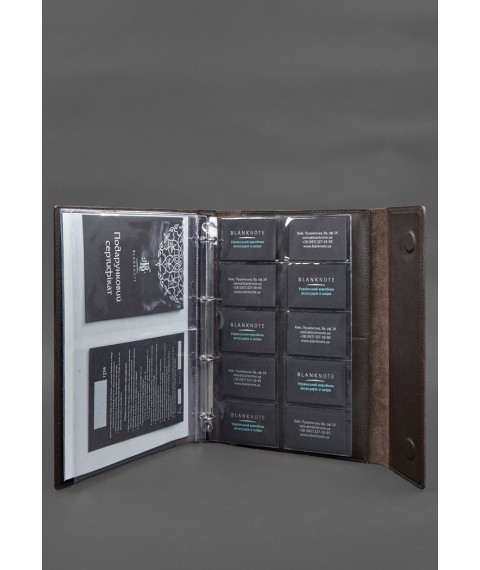 Leather document folder "Family" A4 on a segregator with files, dark brown