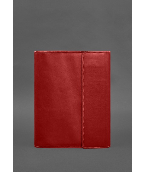 Шкіряна папка для документів "Сімейна" А4 на сегрегаторі з файлами червоний