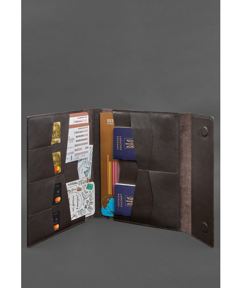 Leather document folder "Family" A4 dark brown
