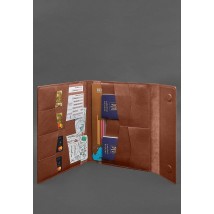Leather document folder "Family" A4 Light brown