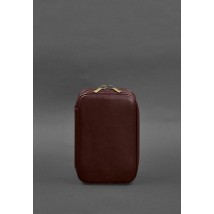 Leather travel organizer for wires, cosmetic bag-toy bag 7.0 burgundy crust
