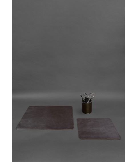 Desk set made of genuine leather 1.0 dark brown crust