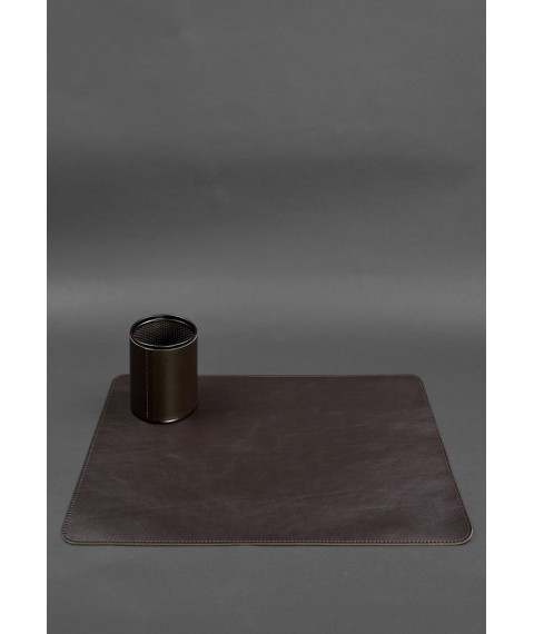 Desk set made of genuine leather 1.0 dark brown crust