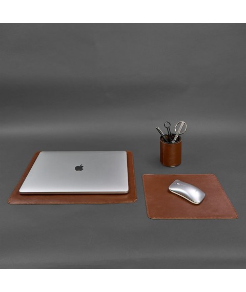 Desk set made of genuine leather 1.0 light brown crust