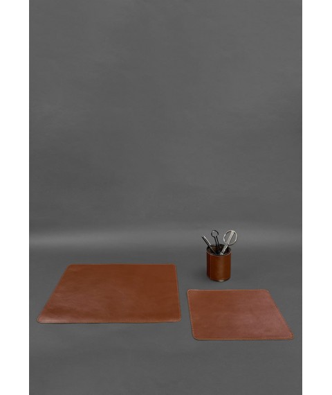 Desk set made of genuine leather 1.0 light brown crust