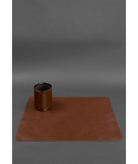 Desk set made of genuine leather 1.0 light brown crust