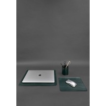 Desk set made of genuine leather 1.0 green crust
