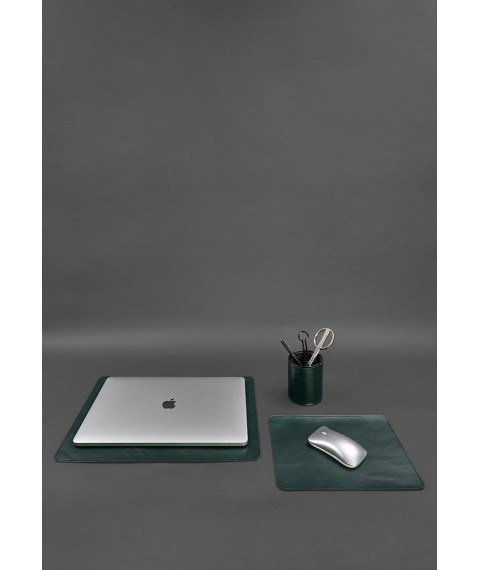Desk set made of genuine leather 1.0 green crust