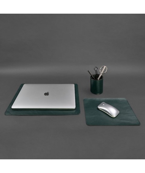 Desk set made of genuine leather 1.0 green crust