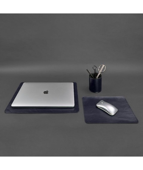 Desk set made of genuine leather 1.0 dark blue crust
