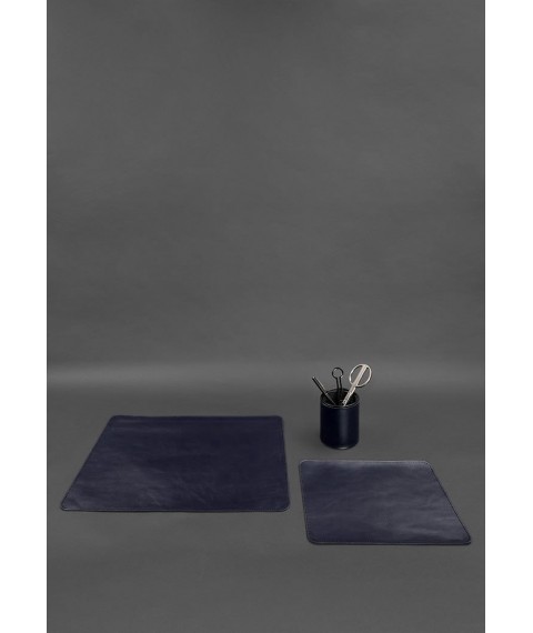 Desk set made of genuine leather 1.0 dark blue crust