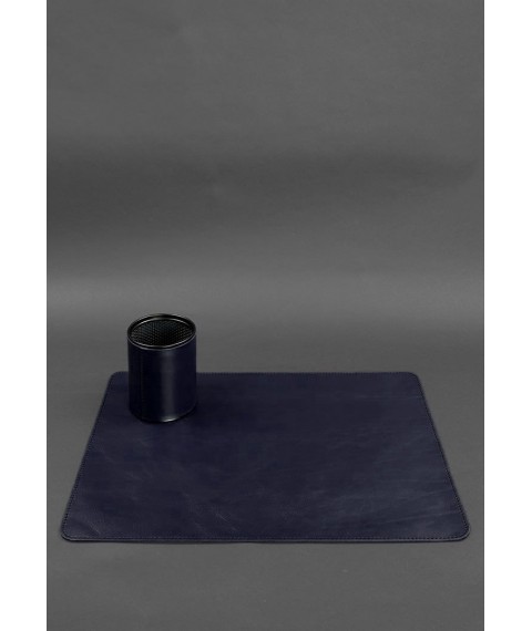 Desk set made of genuine leather 1.0 dark blue crust