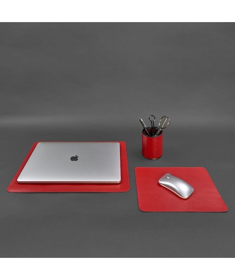Desk set made of genuine leather 1.0 red crust