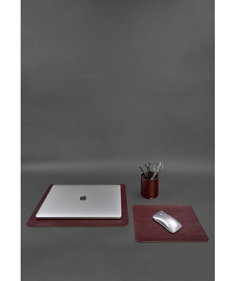 Desk set made of genuine leather 1.0 burgundy crust