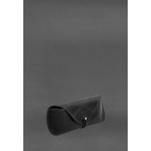 Leather glasses case with elastic flap Black Crazy Horse