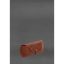 Leather glasses case with elastic flap Light brown Crazy Horse