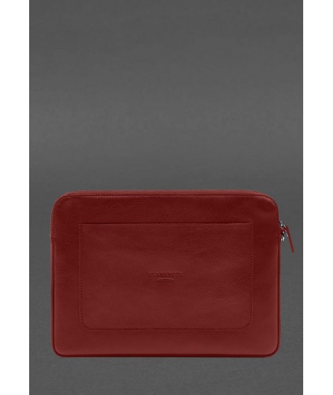 Кожаный чехол для ноутбука на молнии с карманом и петлей на руку Красный