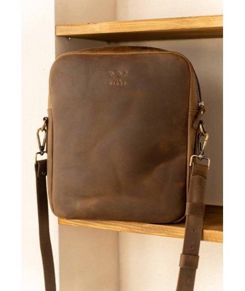 Challenger S leather bag dark brown vintage