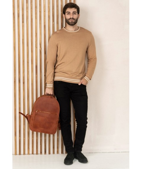 Leather backpack Groove L light brown vintage
