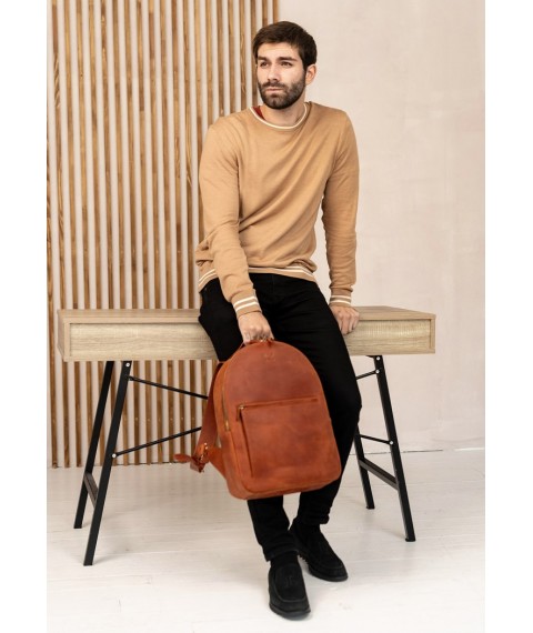 Leather backpack Groove L light brown vintage