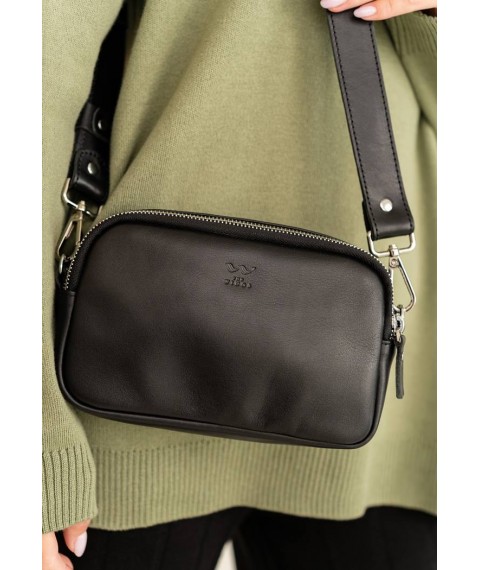 Women's leather belt/crossbody bag Holly black