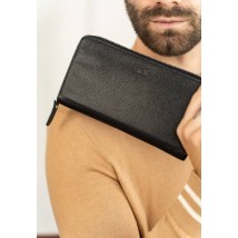 Leather wallet Keeper zip black Saffiano