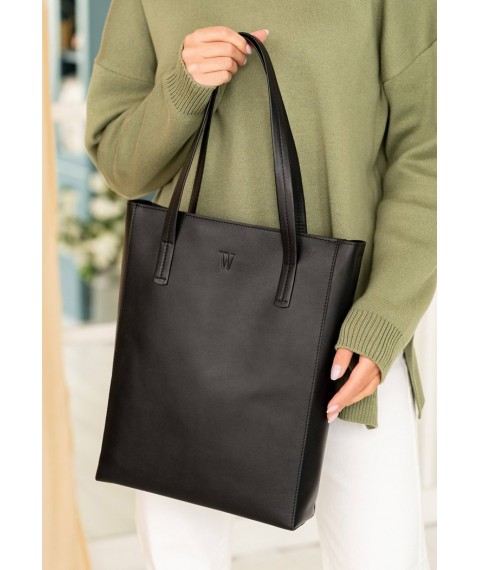 Leather shopper Nancy black