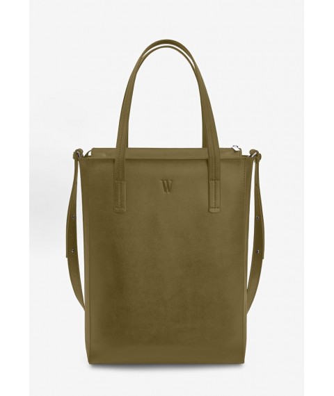 Leather shopper Nancy olive