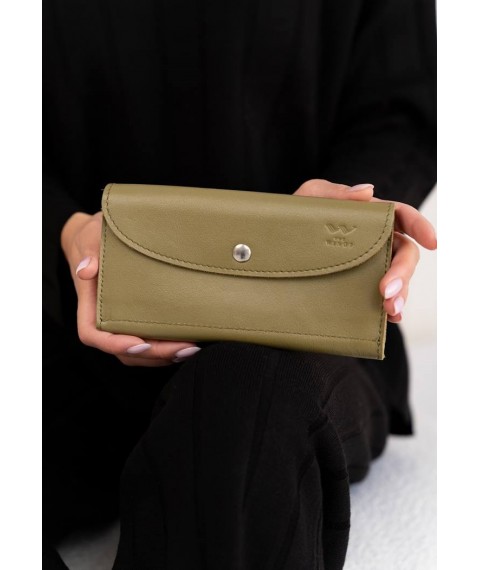 Кожаный кошелек Smart Wallet оливковый краст