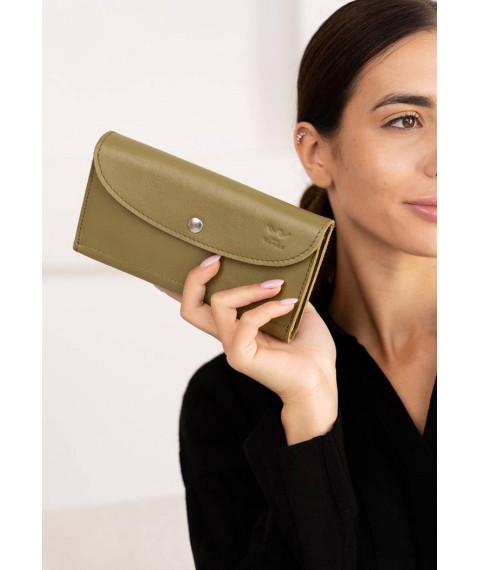 Leather wallet Smart Wallet olive crust