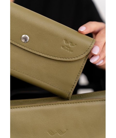 Leather wallet Smart Wallet olive crust