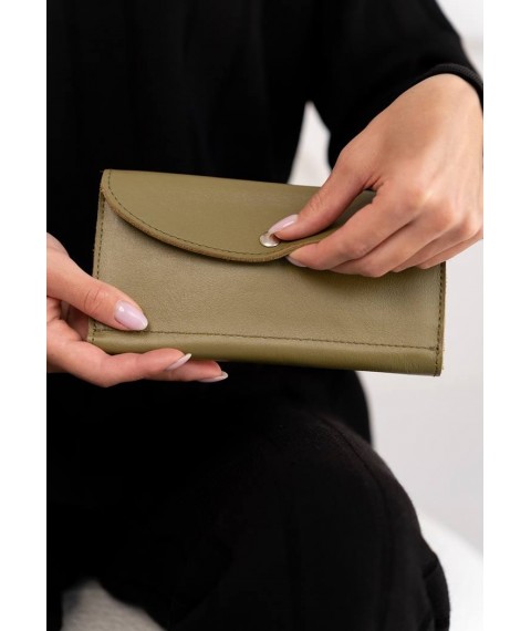 Кожаный кошелек Smart Wallet оливковый краст