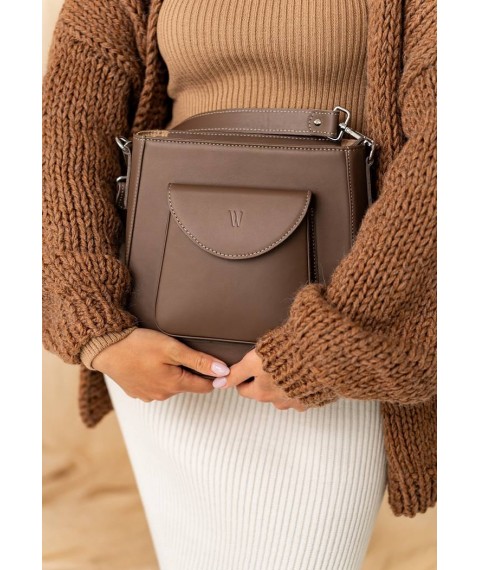Women's leather bag Stella dark beige