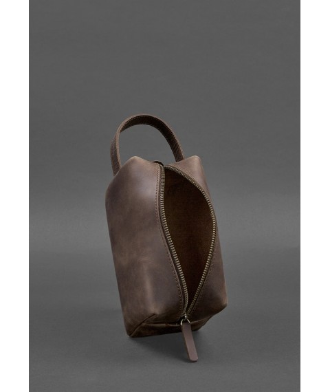 Leather cosmetic bag 5.0 Dark brown Crazy Horse