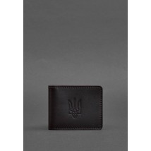Leather cover for ID card with coat of arms, dark brown