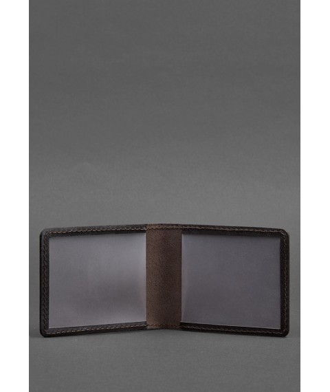 Leather cover for ID card with coat of arms, dark brown
