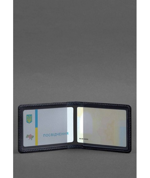 Leather cover for ID card with coat of arms, dark blue