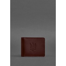 Leather cover for ID card with coat of arms, burgundy
