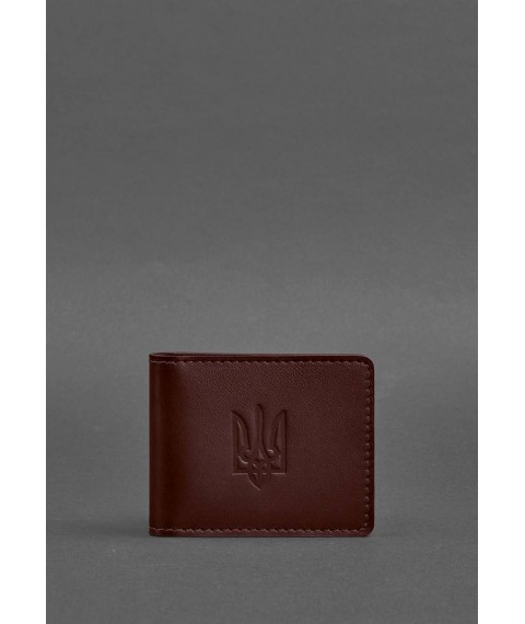 Leather cover for ID card with coat of arms, burgundy
