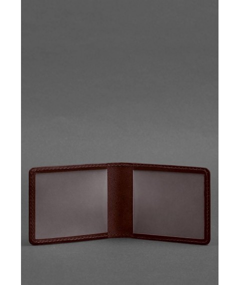 Leather cover for ID card with coat of arms, burgundy