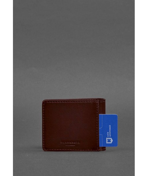 Leather cover for ID card with coat of arms, burgundy
