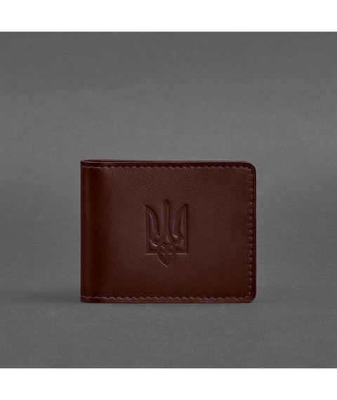 Leather cover for ID card with coat of arms, burgundy
