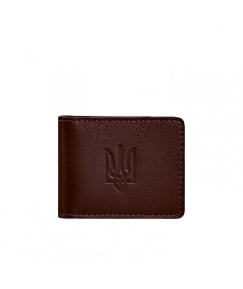 Leather cover for ID card with coat of arms, burgundy
