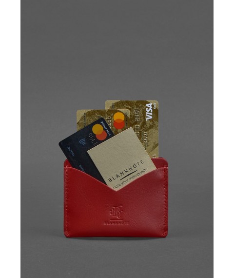 Women's leather business card holder 5.0 red Crust
