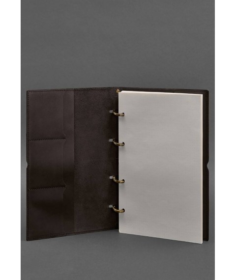 Кожаный блокнот А4 на кольцах (софт-бук) 9.0 в мягкой обложке коричневый