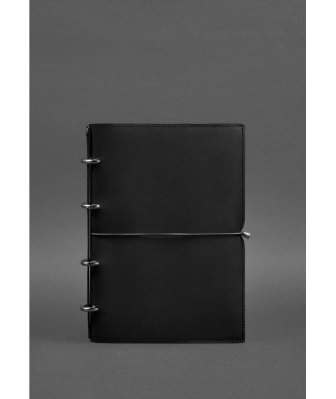 Leather notebook A4 on rings (soft book) 9.0 soft cover black crust