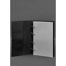 Leather notebook A4 on rings (soft book) 9.0 soft cover black crust