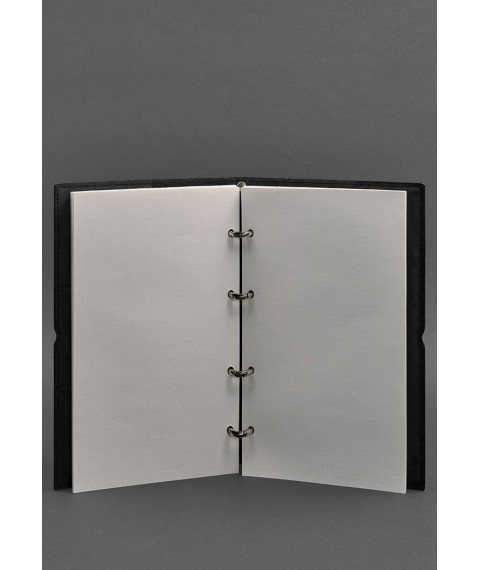 Leather notebook A4 on rings (soft book) 9.0 soft cover black crust